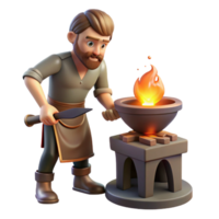 dynamic alluring A creative Hephaestus working at his forge, fiery furnace, dramatic lighting, classical style high quality png