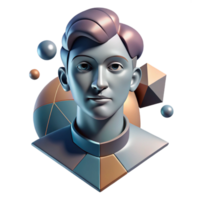 pristine celebrated An abstract portrait composed of geometric shapes and lines, with a monochromatic color palette and a high contrast lighting setup png
