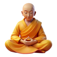 dynamic striking Portrait of a serene monk in saffron robes, meditating peacefully, lit by soft morning light, in a spiritual style impeccable png