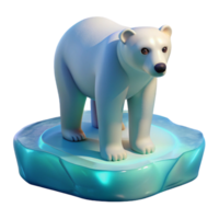 pristine distinctive A solitary polar bear standing on an ice floe, illuminated by the soft glow of the arctic sky, rendered in a realistic style png