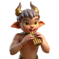 beautiful avant garde A mischievous satyr playing a pan flute in a sun dappled forest glade, warm, natural lighting, Impressionist style sharp png