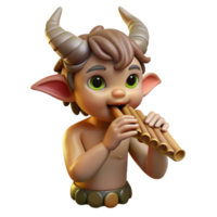 calm gorgeous A mischievous satyr playing a pan flute in a sun drenched forest glade, Impressionist style 8K png