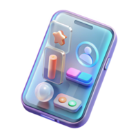 majestic traditional A transparent smartphone displaying a holographic user interface, intricate icons and animations, minimalist style, soft lighting refined png
