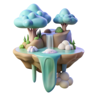 tranquil majestic A serene, floating island with waterfalls cascading into a cloud sea, soft pastel colors, dreamlike style studio quality png