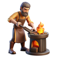 stunning romantic baroque A creative Hephaestus working at his forge, fiery furnace, dramatic lighting, classical style high resolution png