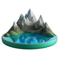 acclaimed abstract A clear mountain lake reflecting the surrounding peaks, serene and peaceful, soft, diffused light, original png