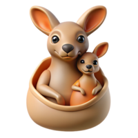 quintessential urban A curious kangaroo with its joey peeking out of the pouch, Australian outback setting, realistic rendering ultra HD png