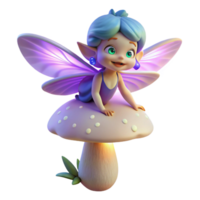 magnificent sought after A mischievous pixie with iridescent wings hovering over a glowing mushroom, soft moonlight illuminating the scene, whimsical and painterly style png