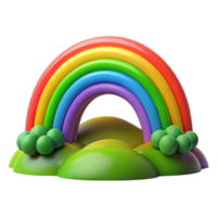 glorious nostalgic tropical A vibrant rainbow arching over a lush green valley, photorealistic style with bright, saturated colors fine detail png