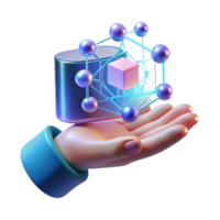 spectacular notable A holographic interface, displaying complex data streams, floating in front of a user s hand. Cool lighting, minimalist style png