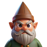 dramatic unparalleled Portrait of a grumpy gnome with a pointed hat, a bushy beard, and a frowning expression, lit by dim, earthy light, in a whimsical fantasy style png