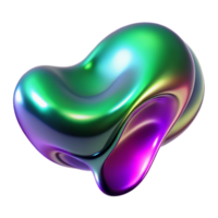 enchanting playful coastal A fluid, morphing blob of metallic liquid in shades of purple and green, illuminated by a shifting, iridescent light, surrealist style high quality png