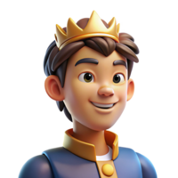 extraordinário excepcional retrato do uma encantador Principe com uma régio coroa, uma arrojado sorriso, e uma confiante postura, aceso de esquentar, real iluminação, dentro uma conto de fadas estilo png