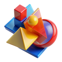 wonderful rustic A dynamic composition of overlapping, transparent geometric shapes in vibrant, primary colors, lit by a sharp, directional light. Bauhaus style 4K png