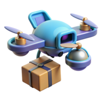 pristine acclaimed A futuristic drone delivering a package, sleek design, city backdrop, realistic style, daytime lighting png