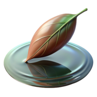 captivating nostalgic vintage A single leaf floating on still water, soft reflections, serene and contemplative, minimalist photography style fine detail png