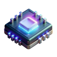 iconic industrial A single, levitating microchip, emitting a soft, ethereal glow, intricate details of the chip s architecture visible, dark, moody lighting, photorealistic style museum quality png
