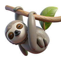 timeless avant garde A sleepy sloth hanging upside down from a tree branch, dappled sunlight, nature documentary style high resolution png
