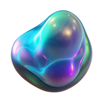 maravilloso futurista un translúcido, amorfo gota con iridiscente, petróleo resbaloso me gusta texturas, iluminado desde dentro con un pulsante, bioluminiscente resplandor alto resolución png