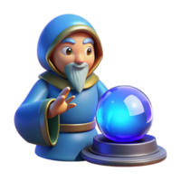 wonderful calm bohemian A wise oracle gazing into a crystal ball, mystical blue lighting, fantasy art style crisp png