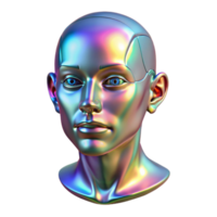 striking distinctive A holographic projection of a human face, glitching and distorting, cyberpunk style png