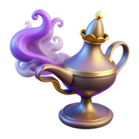 striking rustic A powerful djinn emerging from a magic lamp, swirling smoke, orientalist style genuine png