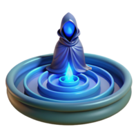 fascinating distinguished A mysterious oracle gazing into a swirling pool of water, ethereal blue lighting, symbolist style png