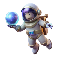 enchanting urban A lone astronaut floating in space, holding a glowing orb of energy, surrounded by distant stars, rendered in a surreal, space art style handcrafted png