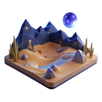 stunning whimsical urban A panoramic view of a vast desert landscape under a starry night sky, surreal style, moonlight high resolution png
