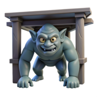 mesmerizing celebrated A fearsome troll lurking under a bridge, dark, shadowy lighting, Scandinavian folklore style png