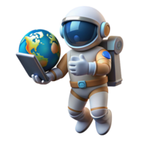 whimsical exquisite A lone astronaut floating in space, holding a transparent tablet displaying a live feed of Earth, realistic style, dramatic lighting authentic png