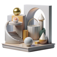 gorgeous unparalleled A modern art museum with abstract sculptures, minimalist design, clean lines and geometric shapes, natural light, sophisticated atmosphere png