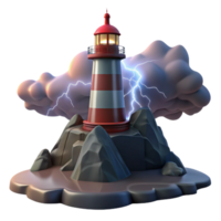 dazzling dramatic coastal A solitary lighthouse perched on a rocky cliff, dramatic storm clouds and lightning, dramatic and moody style ultra HD png