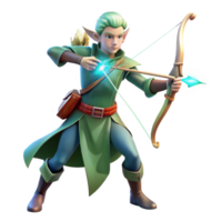 dramatic dramatic A graceful elf warrior wielding a glowing bow and arrow, soft forest lighting, elegant and dynamic style original png