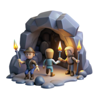 rare tropical A group of adventurers exploring a dark and mysterious cave, flickering torchlight, adventurous and gritty style refined png