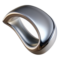 captivating industrial A single, elegant curve, made of polished chrome, reflecting a distorted environment, with realistic lighting, in a minimalist style authentic png