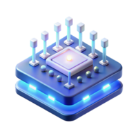 beautiful unforgettable A single, levitating circuit board with glowing LEDs, intricate traces visible, illuminated by a soft blue light, in a minimalist style png