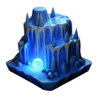 exceptional futuristic A frozen waterfall illuminated by the moonlight, detailed and realistic, with a cold, blue color palette gallery standard png