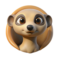 harmonious radiant A curious meerkat peering out from its burrow, desert landscape, Pixar animation style gallery standard png