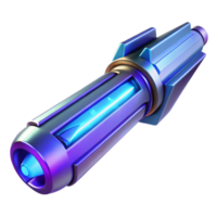 dreamy captivating A futuristic weapon, sleek design with glowing energy core, illuminated by blue and purple light, in a sci fi style high quality png