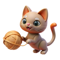 bold dazzling A playful kitten batting at a ball of yarn, warm indoor lighting, whimsical and playful style crisp png