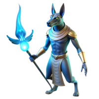 wonderful playful geometric Anubis leading a soul to the afterlife, ethereal blue light, ancient Egyptian art style authentic png