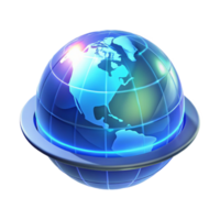 glorious traditional A holographic projection of the Earth, rotating slowly, illuminated by a soft, blue light, futuristic data visualization style original png