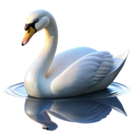 exemplary avant garde A graceful swan gliding across a calm lake, soft, reflective light, serene and elegant style professional png