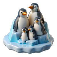 sumptuous gothic A group of penguins huddled together on an iceberg, antarctic setting, photorealistic style masterfully captured png