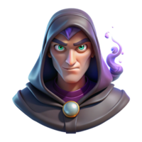 signature classic Portrait of a mysterious fortune teller with a hooded cloak, piercing eyes, and a cryptic expression, lit by candlelight and swirling smoke, in a mystical style 4K png