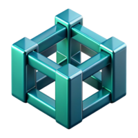 glorious renaissance A dynamic composition of intersecting planes and lines, with a metallic texture and a cool, blue green color scheme. Isometric perspective museum quality png