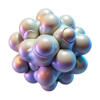 tranquille séduisant une grappe de amorphe blobs avec une nacré éclat, morphing et palpitant avec un interne lumière source. BIO, abstrait expressionniste style prime png