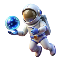 impressive passionate impressionist A lone astronaut floating in space, holding a glowing orb of energy, surrounded by distant stars, rendered in a surreal, space art style premium png