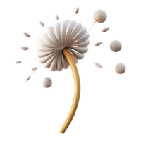 intense pristine A single dandelion seedhead with seeds blowing in the wind, soft afternoon light, whimsical and dreamy, illustrative style fine detail png